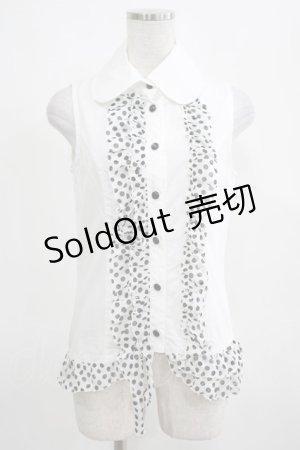 画像: PEACE NOW / ドットフリルノースリーブブラウス  白 H-25-03-23-009-PU-BL-KB-ZH