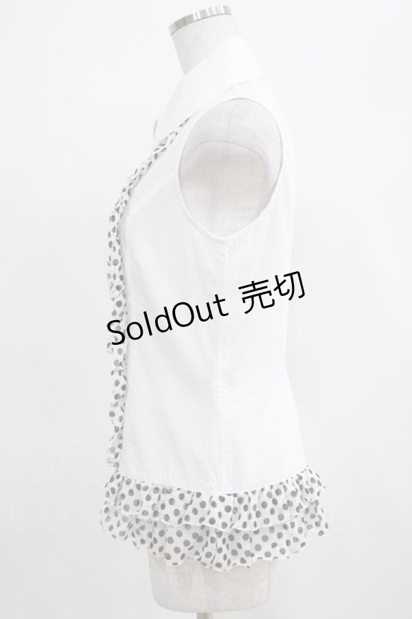 画像2: PEACE NOW / ドットフリルノースリーブブラウス  白 H-25-03-23-009-PU-BL-KB-ZH (2)