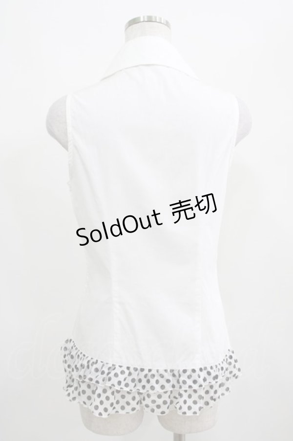画像3: PEACE NOW / ドットフリルノースリーブブラウス  白 H-25-03-23-009-PU-BL-KB-ZH (3)
