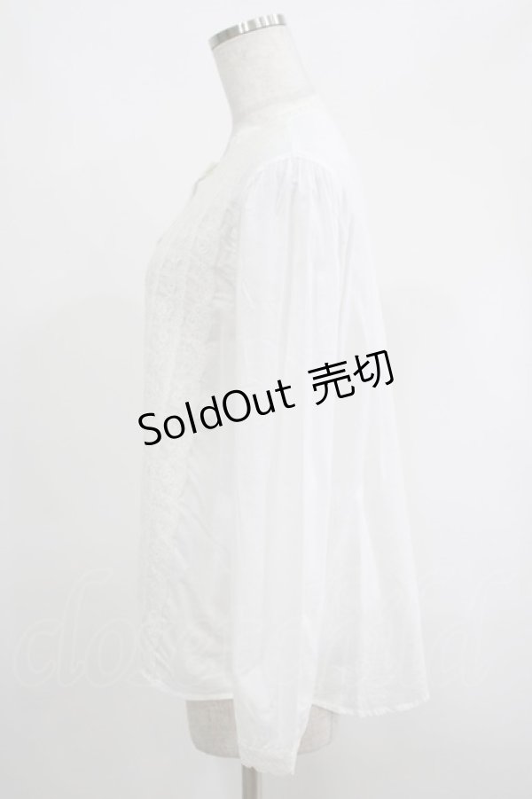 画像2: Jane Marple Dans Le Salon / レースとピンタックのブラウス  オフ H-25-03-23-019-JM-BL-KB-ZH (2)