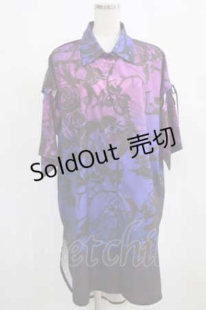 画像: NieR Clothing / 夏用2WAY総柄和風羽織  GRADATION BUTTERFLY×ROSE H-25-03-24-026-PU-BL-KB-ZH