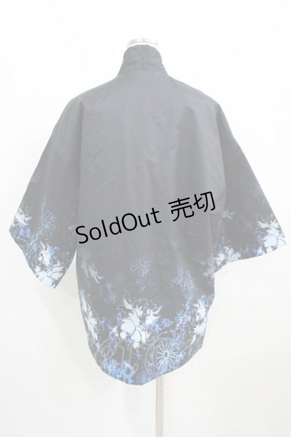 画像3: NieR Clothing / 中綿入りキルティングはんてん風アウター  黒/和柄九尾 H-25-03-24-030-PU-JA-KB-ZT071 (3)