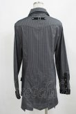 画像3: Ozz Croce / プリントストライプロングシャツ  黒×グレー H-25-03-24-033-OO-BL-KB-ZH (3)