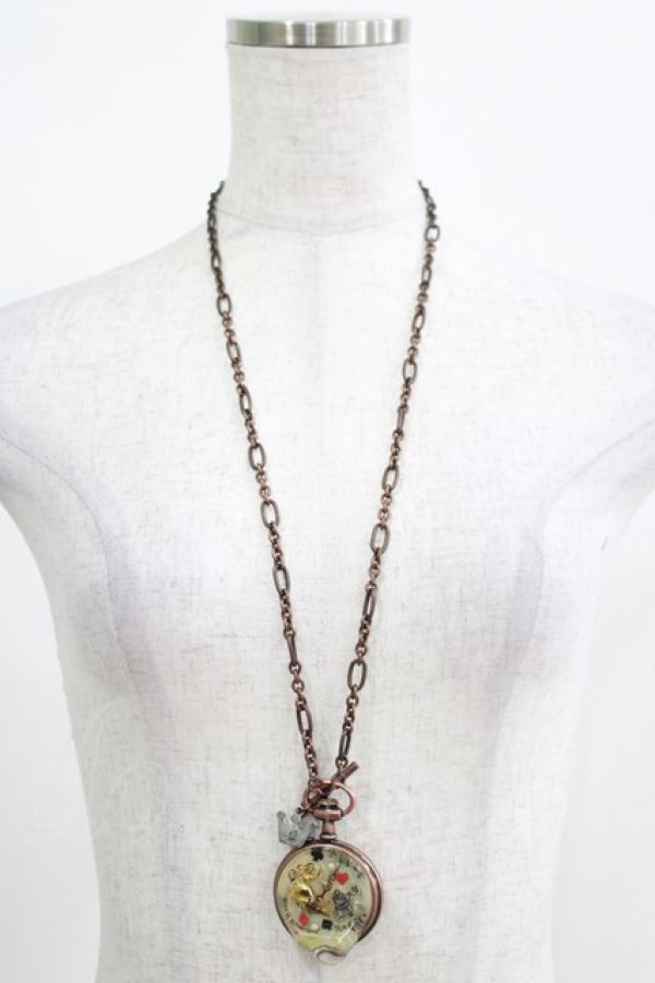 画像2: Q-pot. / ALICE-Melty Pocket Watch Necklace  ブロンズ H-25-03-24-049-QP-AC-KB-ZH (2)