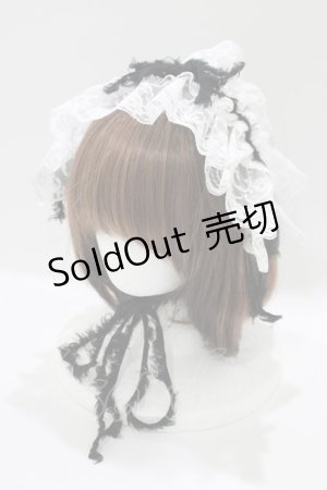 画像: MARBLE / フリンジリボンレースヘッドドレス  白×黒 H-25-03-24-052-GO-AC-KB-ZH