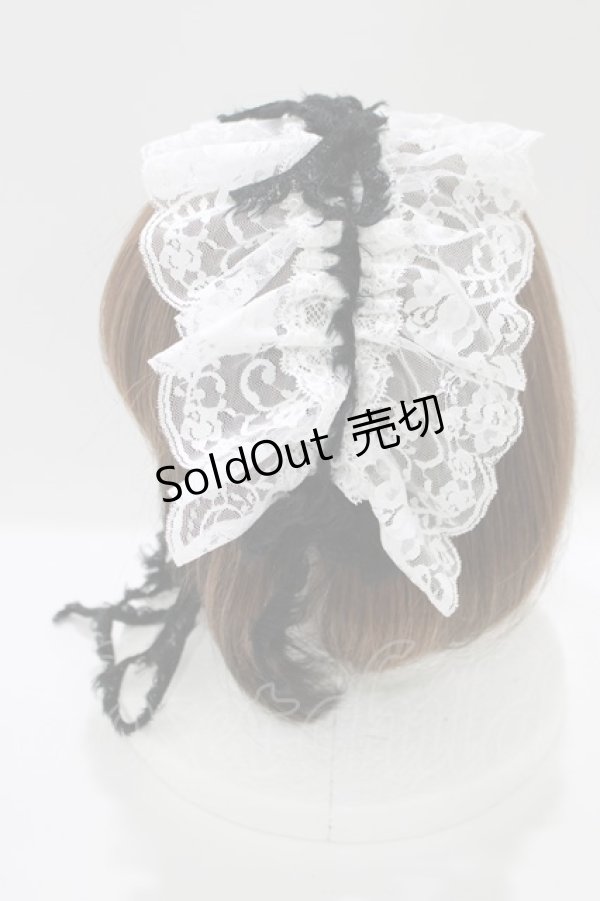 画像2: MARBLE / フリンジリボンレースヘッドドレス  白×黒 H-25-03-24-052-GO-AC-KB-ZH (2)