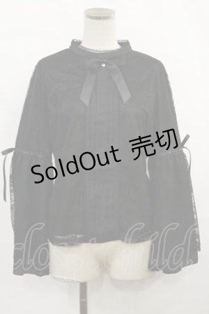 画像: axes femme POETIQUE / リボン付レース姫袖ブラウス M ブラック H-25-03-24-1028-AX-BL-NS-ZH