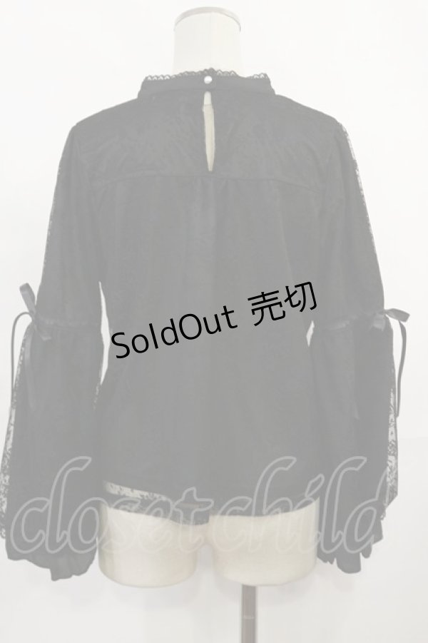 画像2: axes femme POETIQUE / リボン付レース姫袖ブラウス M ブラック H-25-03-24-1028-AX-BL-NS-ZH (2)