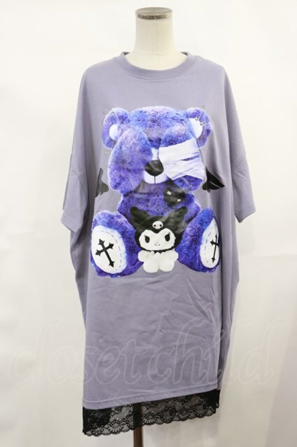画像1: サンリオ / 病みくまTシャツ（クロミ） M ラベンダー H-25-03-24-1032-EL-TS-NS-ZH (1)