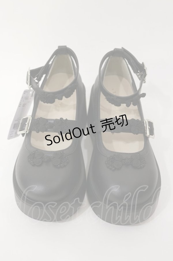 画像1: axes femme POETIQUE / チャイナ釦厚底シューズ L ブラック H-25-03-24-1043-AX-SH-NS-ZH (1)