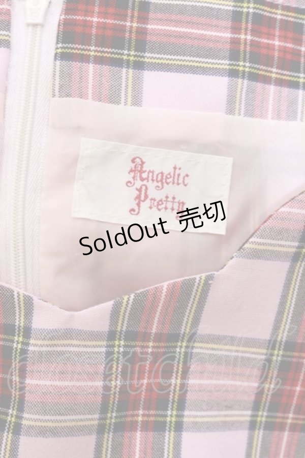 画像4: Angelic Pretty / タータンチェックスカラップジャンパースカート Free ピンク H-25-03-24-1010-AP-OP-NS-ZH (4)
