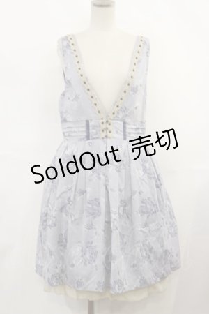 画像: axes femme / バラ柄ジャガードタックワンピース M ブルー H-25-03-24-1012-AX-OP-NS-ZH