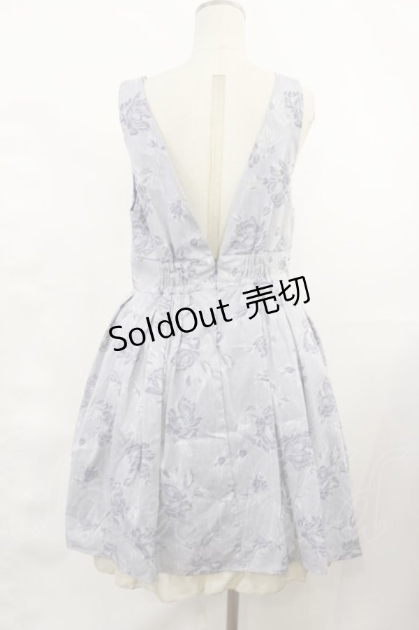 画像2: axes femme / バラ柄ジャガードタックワンピース M ブルー H-25-03-24-1012-AX-OP-NS-ZH (2)