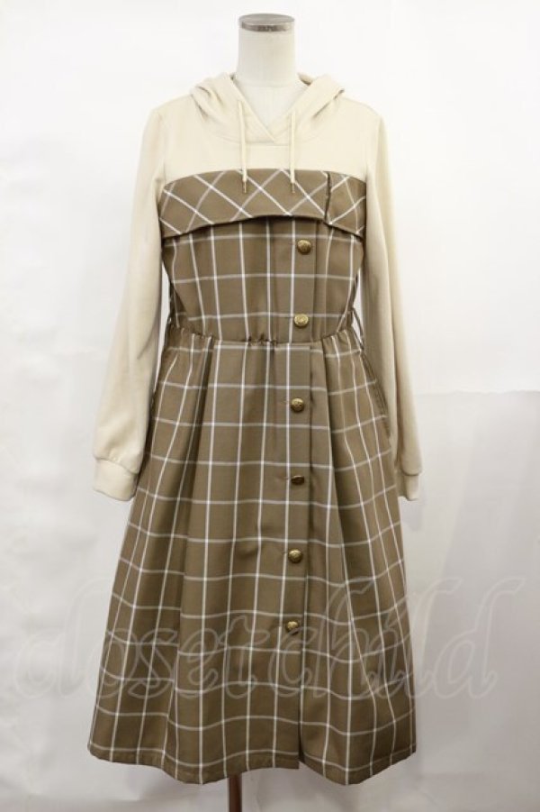 画像1: axes femme / パーカードッキングワンピース M ブラウン H-25-03-24-1013-AX-OP-NS-ZH (1)
