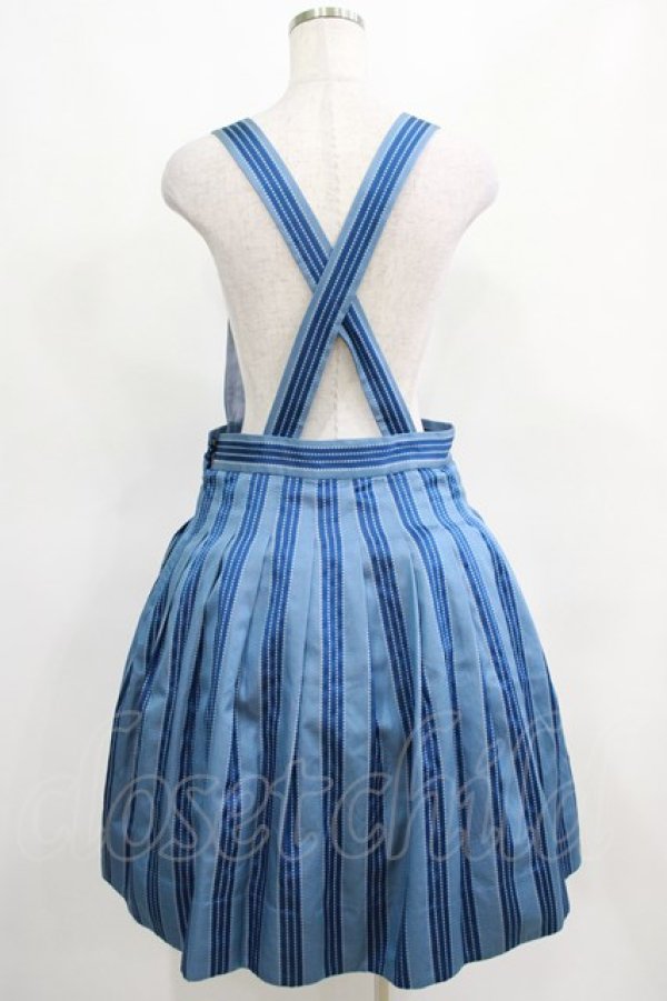 画像3: Jane Marple / Dot Stripe Jacquardのサロペットスカート  ブルー H-25-03-24-006-JM-OP-KB-ZH (3)
