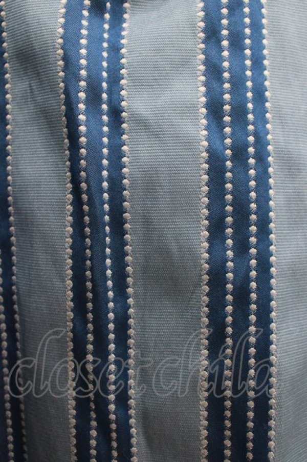 画像4: Jane Marple / Dot Stripe Jacquardのサロペットスカート  ブルー H-25-03-24-006-JM-OP-KB-ZH (4)