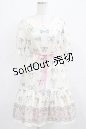 画像: Leur Getter / Ribbon Jewelry袖付ワンピース  オフ白 H-25-03-24-022-LU-OP-KB-ZH