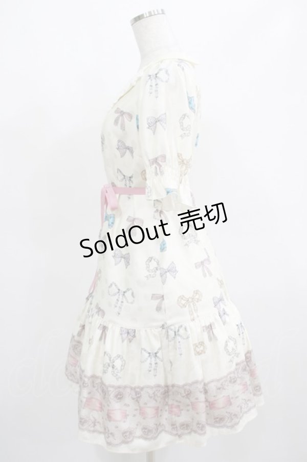 画像2: Leur Getter / Ribbon Jewelry袖付ワンピース  オフ白 H-25-03-24-022-LU-OP-KB-ZH (2)