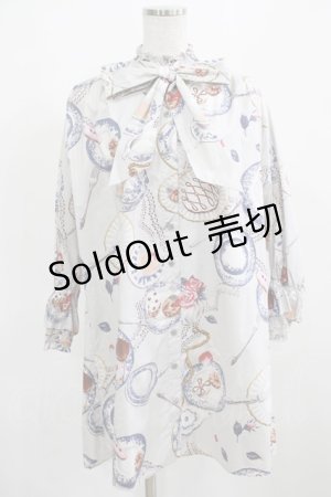 画像: MILK / Tea Partyシャツワンピース  ブルーグレーベース H-25-03-24-024-ML-OP-KB-ZH