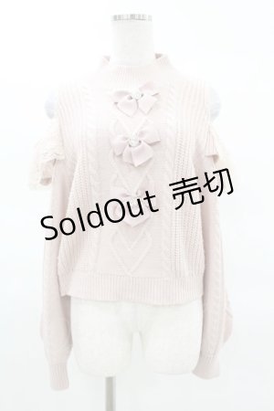 画像: Princess Melody / トリプルりぼん肩あきケーブルニット Free ピンク H-25-03-25-1046-EL-TO-NS-ZH