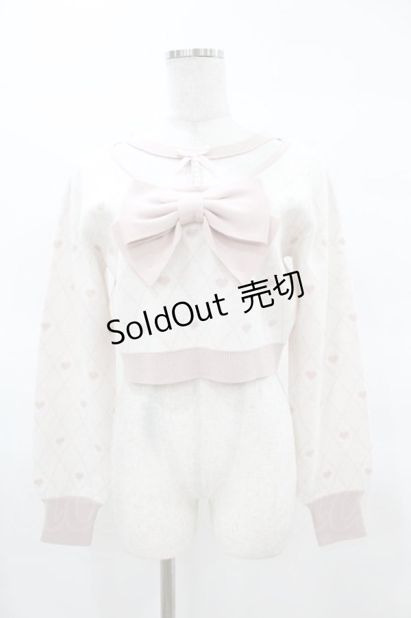 画像1: Princess Melody / パールチョーカーハート柄ニットトップス Free ピンク H-25-03-25-1055-EL-TO-NS-ZH (1)