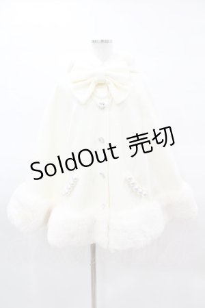 画像: Princess Melody / リボン付きボリュームファーフードケープコート Free オフ H-25-03-25-1060-EL-CO-NS-ZH