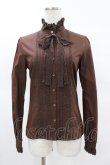 画像1: Victorian maiden / レースリボン付スタンドカラーブラウス Free ブラウン H-25-03-25-1028-CL-BL-NS-ZH (1)