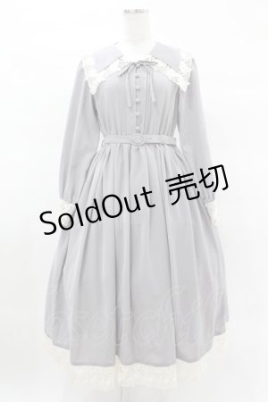 画像: an another angelus / レース使いビッグカラーロングワンピース Free BLUE GRAY H-25-03-25-1033-CA-OP-NS-ZH