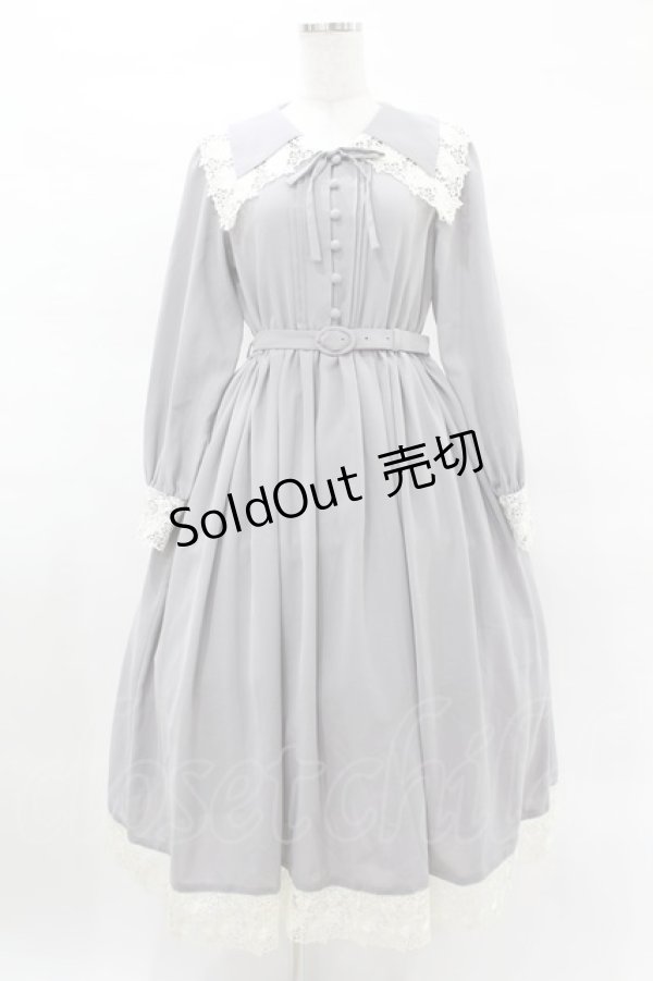 画像1: an another angelus / レース使いビッグカラーロングワンピース Free BLUE GRAY H-25-03-25-1033-CA-OP-NS-ZH (1)
