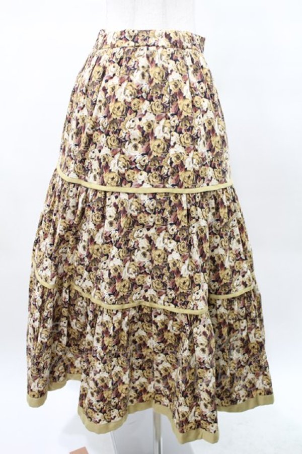 画像2: Jane Marple Dans Le Salon / Roman Rose peasant skirt  ocher×light beige H-25-03-25-027-JM-SK-KB-ZT410 (2)