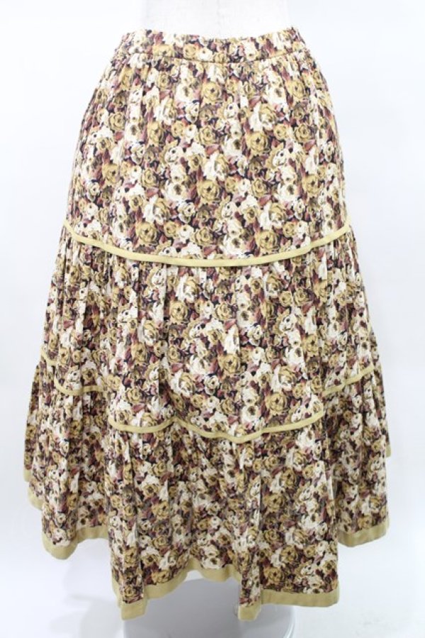 画像3: Jane Marple Dans Le Salon / Roman Rose peasant skirt  ocher×light beige H-25-03-25-027-JM-SK-KB-ZT410 (3)