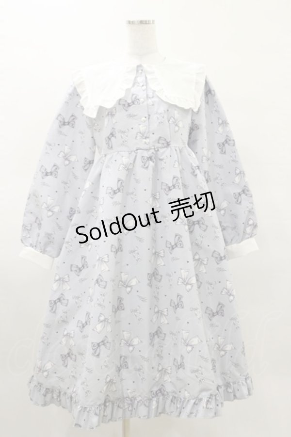画像1: Lovely Tency / 眞白ありすコラボ/リボンプリントワンピース L 淡水色 H-25-03-26-065-LO-OP-NS-ZH (1)