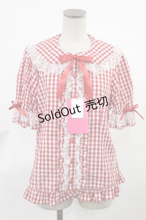 画像1: Angelic Pretty / ふんわりフリルギンガムブラウス Free レッド H-25-03-26-1033-AP-BL-NS-ZH (1)