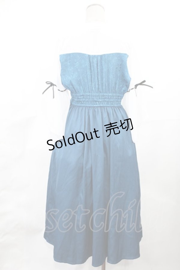 画像2: axes femme POETIQUE / チャイナボタンフレア袖ワンピース M ブルーグリーン H-25-03-26-1008-AX-OP-NS-ZH (2)