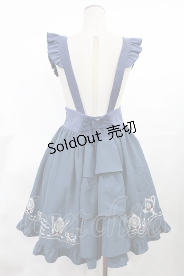 画像2: Amavel / ティーセット刺繍ジャンパースカート Free ブルー H-25-03-26-1010-CA-OP-NS-ZH (2)