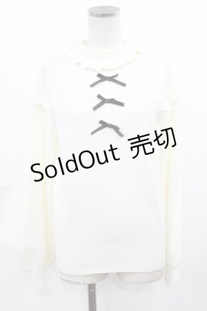 画像: Ank Rouge / 肩レースフリルニット M オフ H-25-03-26-1021-CA-TO-NS-ZH
