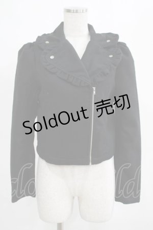 画像: Ank Rouge / フリルライダースジャケット M ブラック H-25-03-27-043-CA-JA-NS-ZH