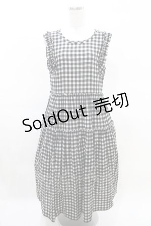 画像: Jane Marple / シャーリングチェックティアードドレス M ブラック×アイボリー H-25-03-27-1007-JM-OP-KB-ZH