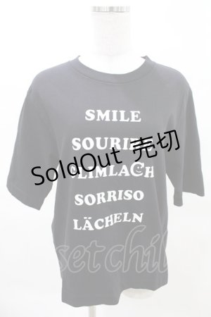 画像: Jane Marple Dans Le Salon / Just smile T-shirt M ブラック×オフ H-25-03-27-1014-JM-TO-KB-ZH