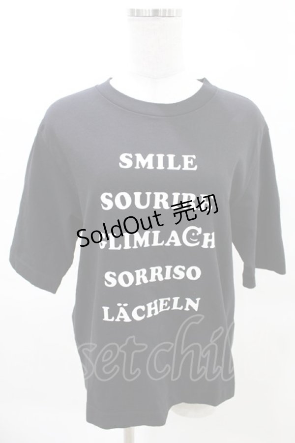 画像1: Jane Marple Dans Le Salon / Just smile T-shirt M ブラック×オフ H-25-03-27-1014-JM-TO-KB-ZH (1)