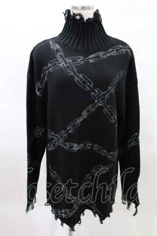 画像1: KILL STAR / Chained Knit Sweater M ブラック H-25-03-27-1024-SL-TO-KB-ZT380 (1)