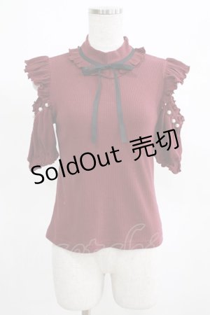 画像: Ank Rouge / 肩あきフリルパールトップス M ボルドー H-25-03-27-058-CA-TO-NS-ZH