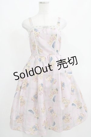 画像: axes femme kawaii / ロイヤルベアーズ柄ジャンスカ M ピンク H-25-03-27-008-AX-OP-NS-ZH