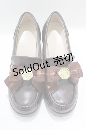 画像: Amavel / ロゴリボンローファーパンプス L ブラウン H-25-03-27-075-CA-SH-NS-ZH