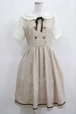 画像1: axes femme POETIQUE / ダブルボタンチェック半袖ワンピース M ベージュ H-25-03-27-011-AX-OP-NS-ZH (1)
