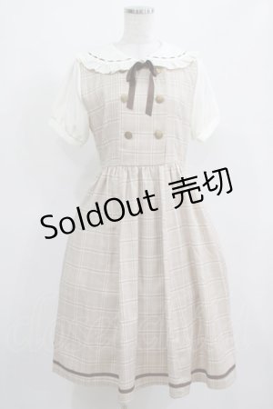 画像: axes femme POETIQUE / ダブルボタンチェック半袖ワンピース M ベージュ H-25-03-27-011-AX-OP-NS-ZH