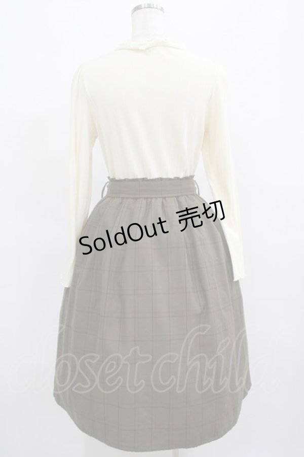 画像3: axes femme / 前釦デザインドッキングワンピース M カーキ H-25-03-27-018-AX-OP-NS-ZH (3)