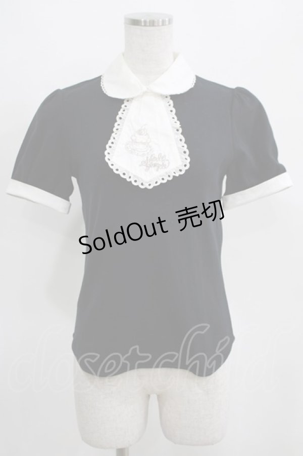 画像1: Shirley Temple / ケーキ刺繍タイ付カットソー 160 黒 H-25-03-28-046-ET-TO-KB-ZH (1)