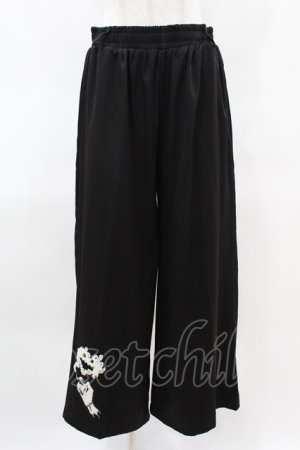 画像: NieR Clothing / 裾刺繍パンツ  黒 H-25-03-28-1005-PU-PA-KB-ZH