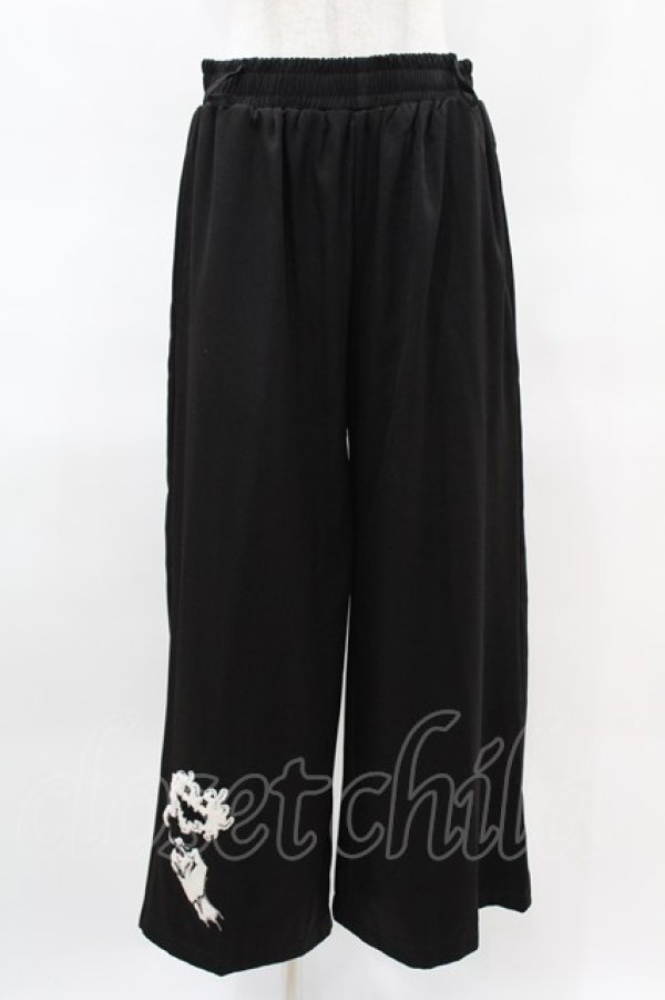 画像1: NieR Clothing / 裾刺繍パンツ  黒 H-25-03-28-1005-PU-PA-KB-ZH (1)